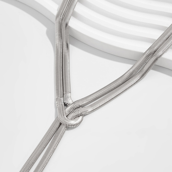 Jewelry Minimalist Style Y-Shaped Metal Snake Bone Necklace Unique Simple Line Necklace Long Style