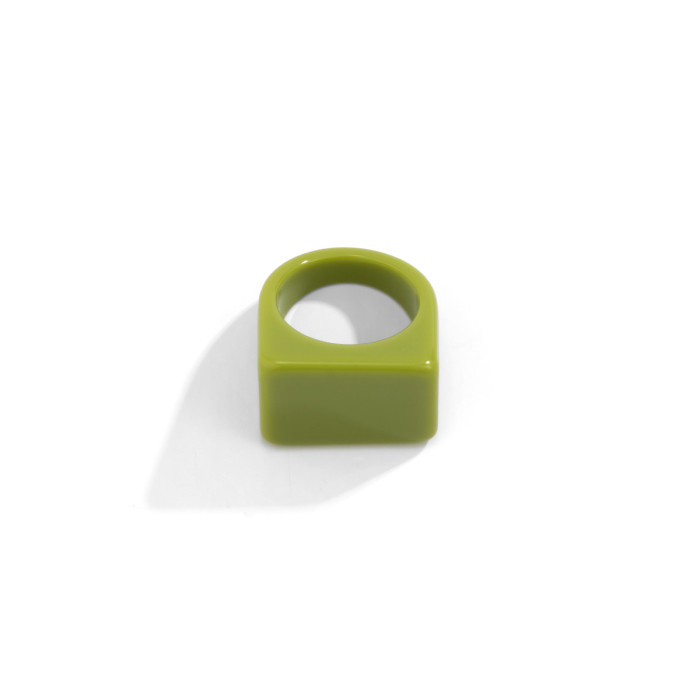 European and American Cross-Border Jewelry Creative Geometric Colorful Square Wide Edge Ring Simple Fashion Colorful Resin Plain Circle Ring