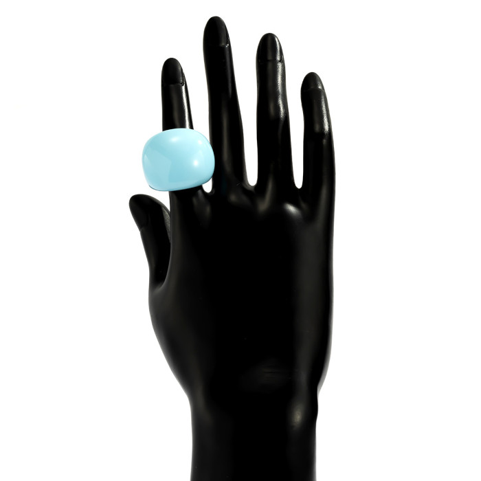 European and American Cross-Border Jewelry Simple Geometric Macaron Color Arc Ring Minimalist Style Colorful Resin Index Finger Ring
