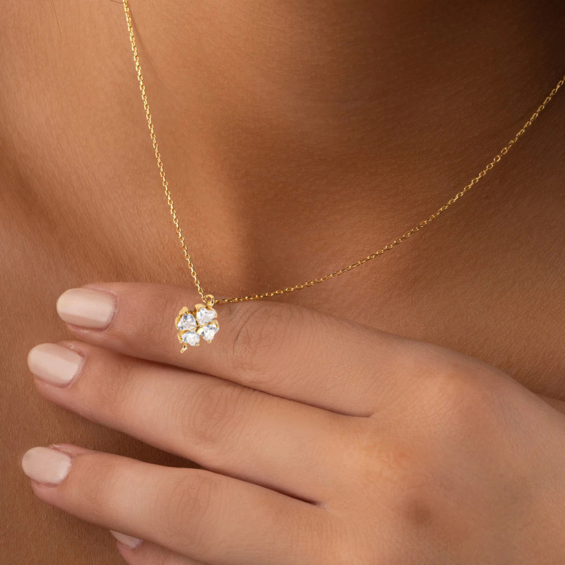 European and American Hot Selling Inlaid Colorful Zircon Four-Leaf Clover Pendant DIY Earrings Necklace Semi-Finished Jewelry Accessories