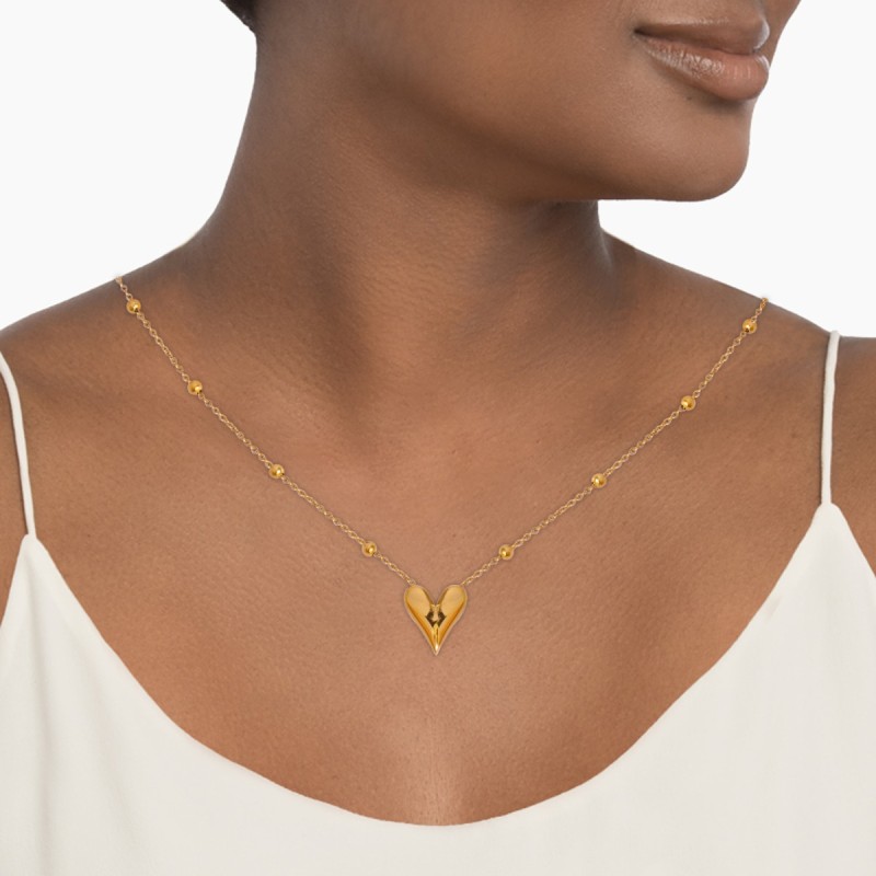 European and American Fashion Simple Trendy Jewelry Versatile Stainless Steel Heart Pendant Necklace Daily Wear Jewelry Light Luxury Geometry