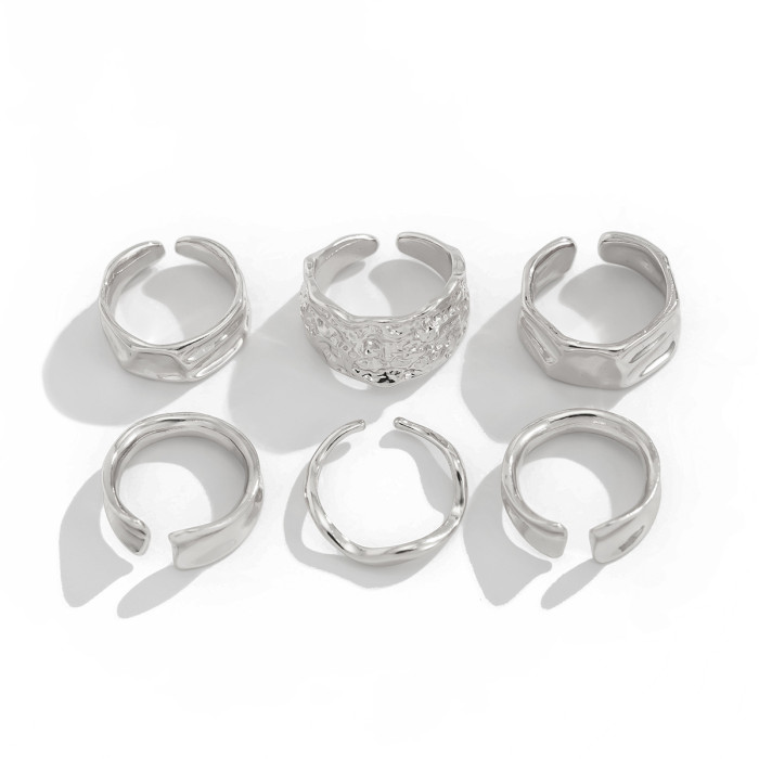 European and American Cross-Border Jewelry Vacation Style Irregular Open Ring Starfish Pearl Alloy Ring Set