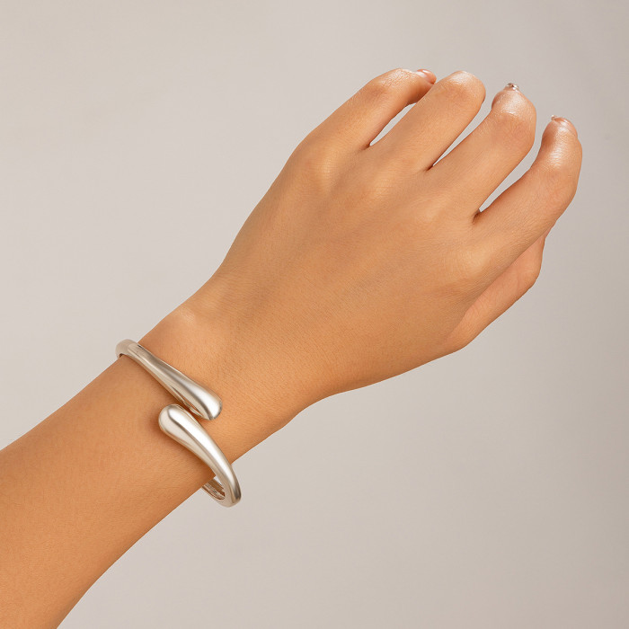 European and American Cross-Border Jewelry Exaggerated Large Water Drop Metal Glossy Mirror Open Bracelet Ins Minimalist Style Hand Accessories