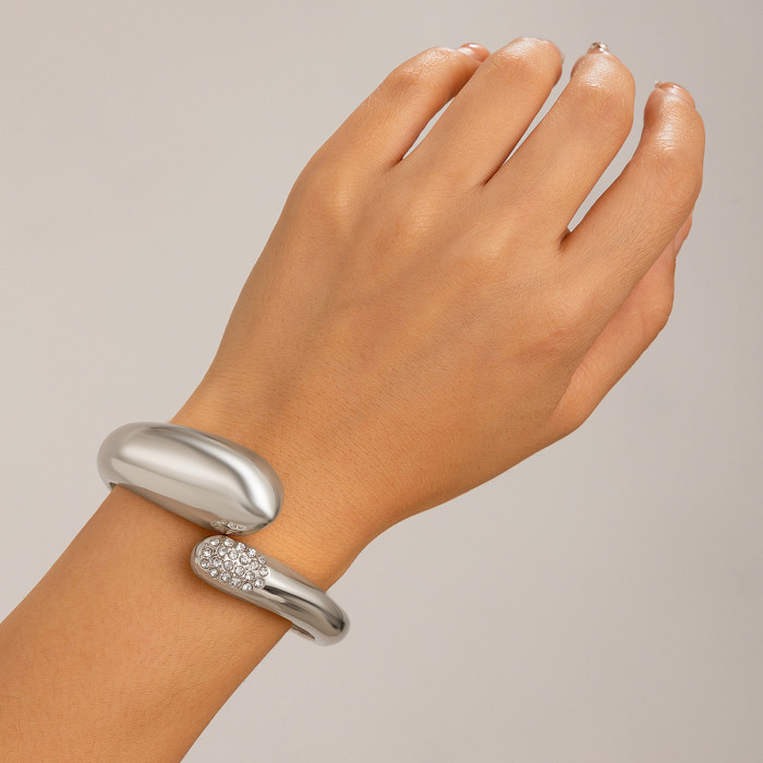 European and American Cross-Border Jewelry Exaggerated Large Water Drop Metal Glossy Mirror Open Bracelet Ins Minimalist Style Hand Accessories