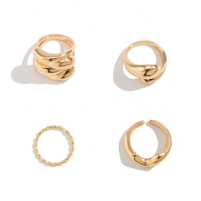European and American Cross-Border Jewelry Design Sense Simple Hugging Smooth Curved Ring Stackable Style Niche Geometric Rings