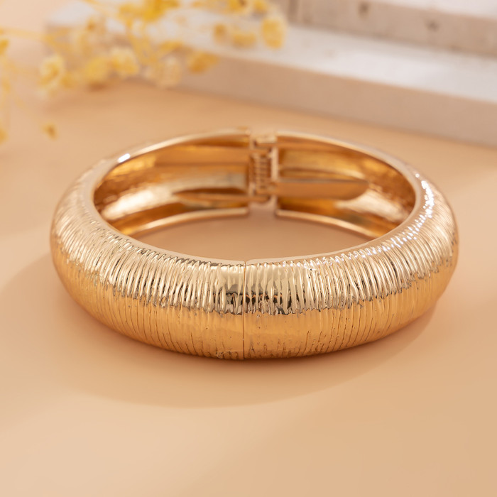 European and American Cross-Border Jewelry INS Style Irregular Alloy Bracelet Design Texture Bracelet Set Wide Version