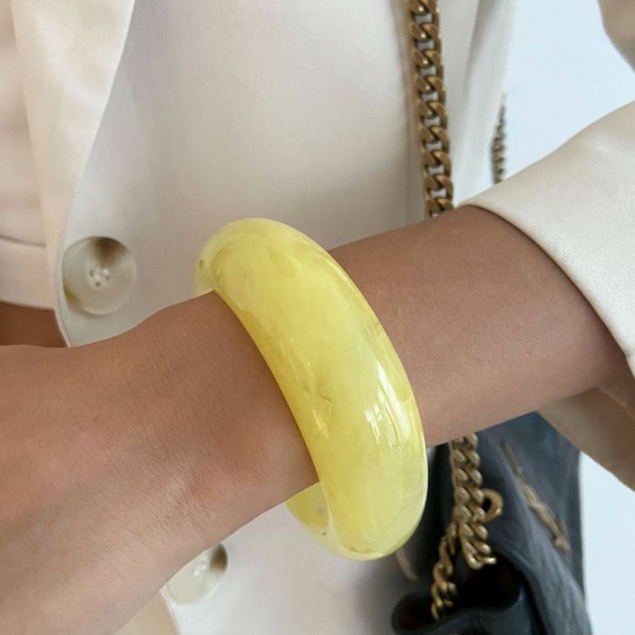Jewelry Design Sense Colorful Light Blue Gradient Wide Edge Bracelet Irregular Smooth Spring Hand Ring