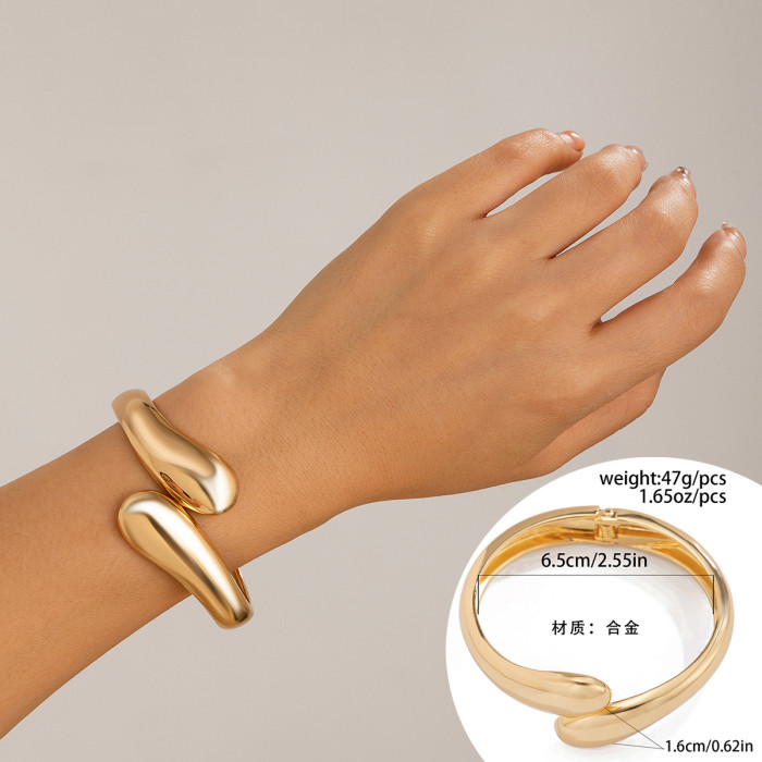 European and American Cross-Border Jewelry Exaggerated Large Water Drop Metal Glossy Mirror Open Bracelet Ins Minimalist Style Hand Accessories