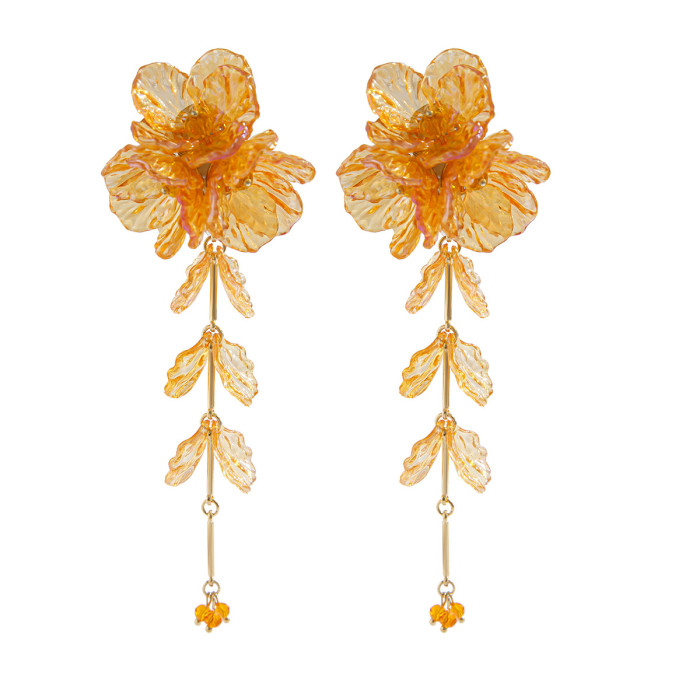 European and American Cross-Border Jewelry Fashion Commuting Scallop CCB Flower Tassel Simple Colorful Earrings Versatile