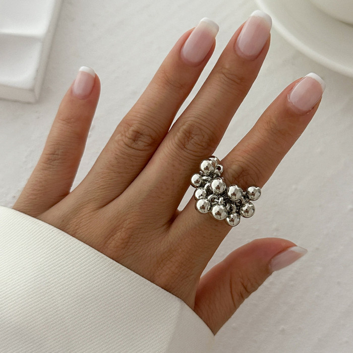 European and American Cross-Border Jewelry Irregular Hollow Wrapped Imitation Pearl Ring Ins Style Niche Alloy Open Ring
