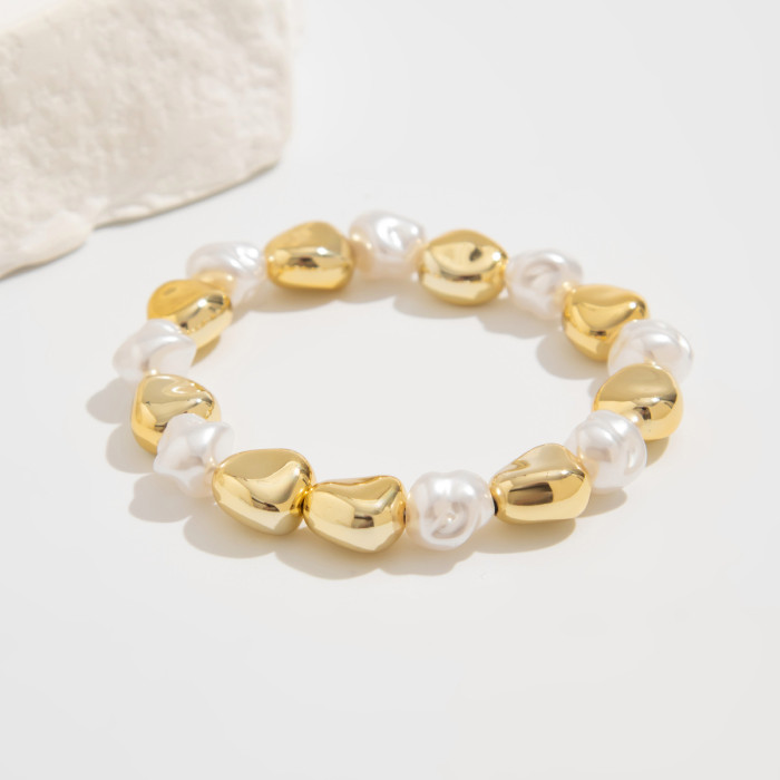 European and American Cross-Border Jewelry Hip-Hop Oval Arc Smooth Bracelet Personality Irregular Wave Alloy Bracelet