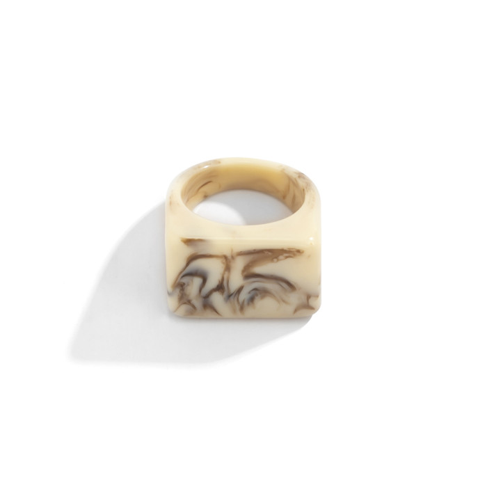European and American Cross-Border Jewelry Creative Geometric Colorful Square Wide Edge Ring Simple Fashion Colorful Resin Plain Circle Ring