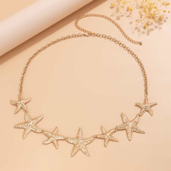 Jewelry Ocean Vacation Style Starfish Waist Chain Body Sexy Beach Imitation Pearl Flower Body Chain, Necklaces