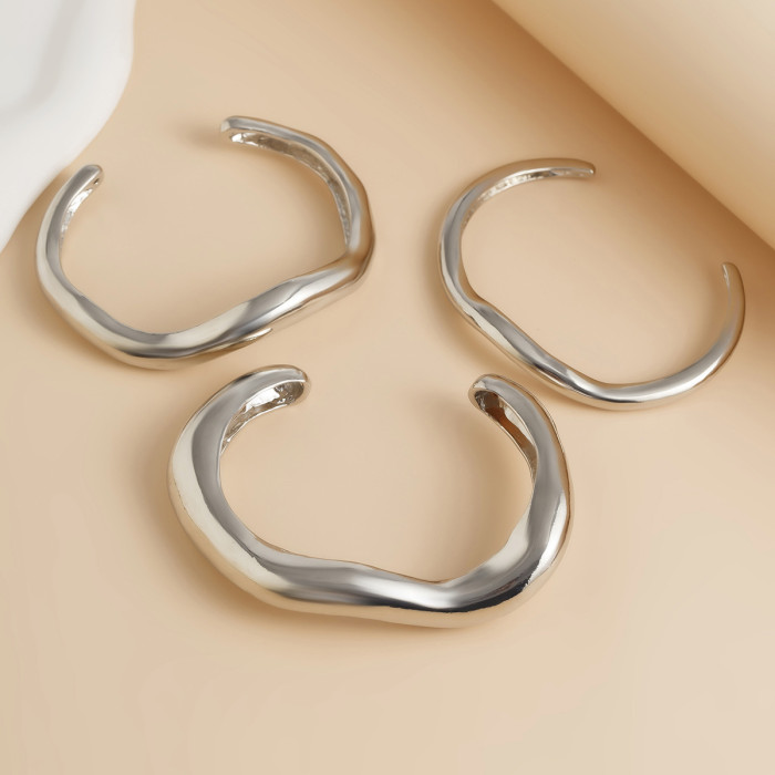 European and American Cross-Border Jewelry 6-Piece Hollow Pleated Ring Set 3-Piece Irregular Curved Alloy Bracelet