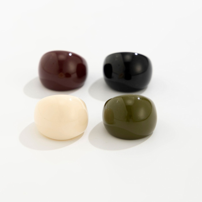Jewelry Street French Retro Round Smooth Open Bracelet Design Bread Resin Ring