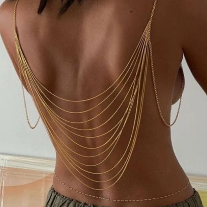 European and American Cross-Border Jewelry Simple Fashion Multi-Layer Tassel Elegant Body Chain Exaggerated Design Snake Bone Chain Clothing Accessories