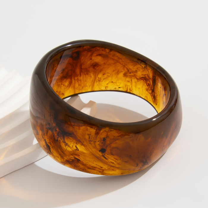European and American Cross-Border Jewelry Retro Irregular Gradient Bracelet Round Wide Acrylic Bracelet for Women