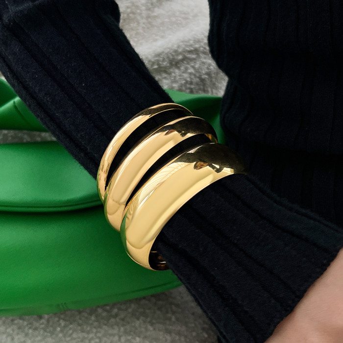 Jewelry Fashion Curved Smooth Braided Bracelet Simple Geometric Metallic Bracelet Set