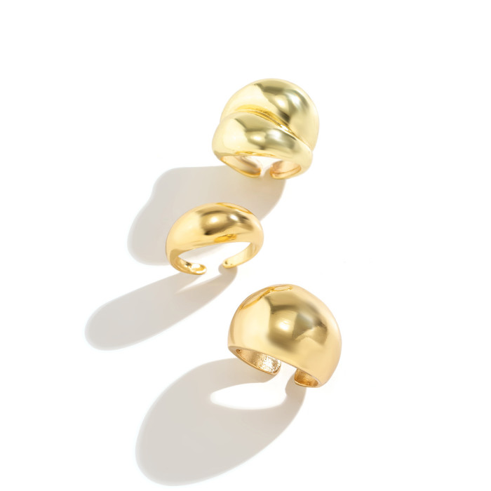 European and American Cross-Border Jewelry Niche Trendy Design Geometric Curved Ring Knuckle Ring Exaggerated Open Set Ring