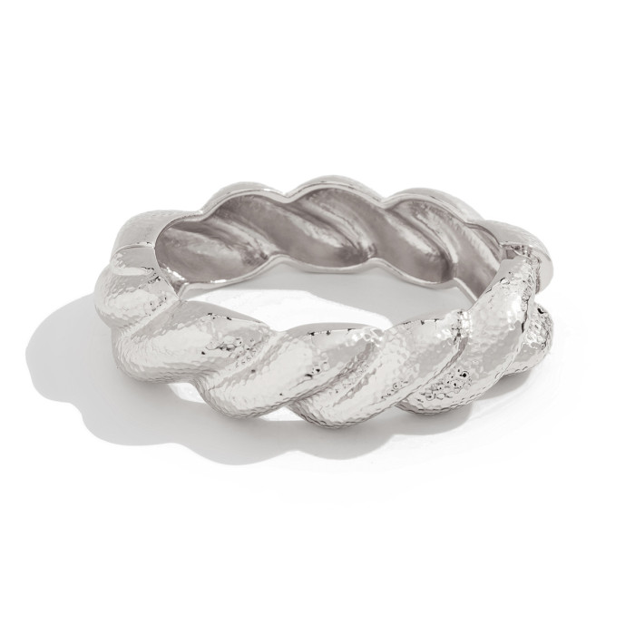 European and American Cross-Border Jewelry Exaggerated Wide Edge Smooth Hammer Pattern Bracelet Irregular Alloy Bracelet Set