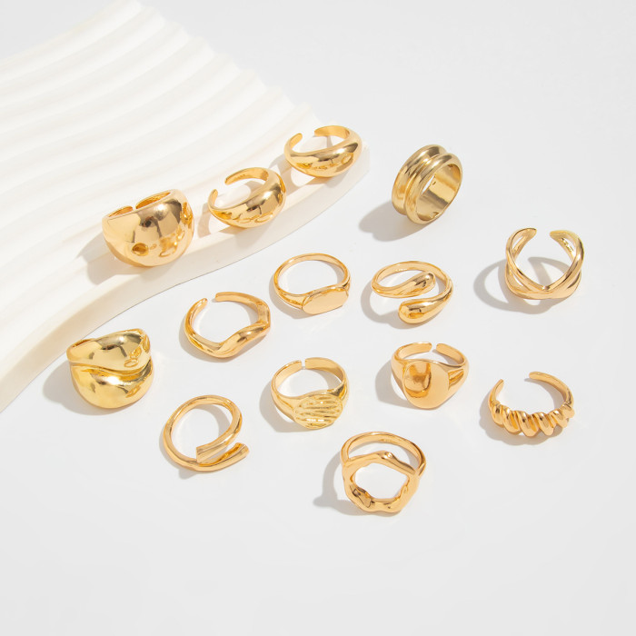 Jewelry INS Style Alloy Open Twist Ring Pearl Hollow Irregular Ring Set