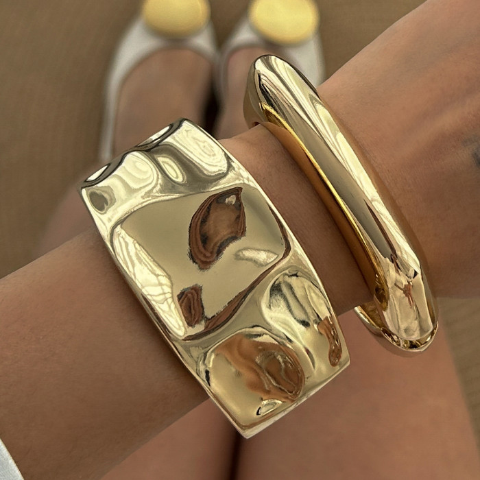 European and American Cross-Border INS Style Liquid Metal Wrinkle Bracelet Fashion Texture Smooth Spring Bracelet for Women