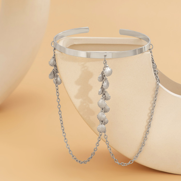 European and American Cross-Border Jewelry Ethnic Style Personality Metal Iron Chain Arm Chain Niche Simple Open Arm Bracelet Arm Ring for Women