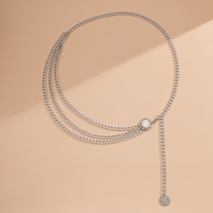 Jewelry Alloy Multi-Layer Exaggerated Body Chain for Women Queen Head Retro Street Style Waist Chain, Necklaces