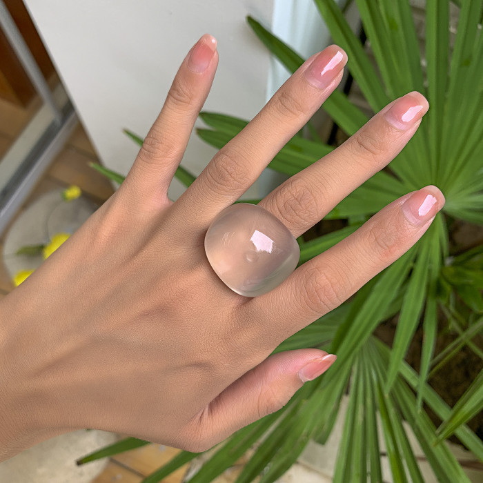 European and American Cross-Border Jewelry Simple Geometric Macaron Color Arc Ring Minimalist Style Colorful Resin Index Finger Ring
