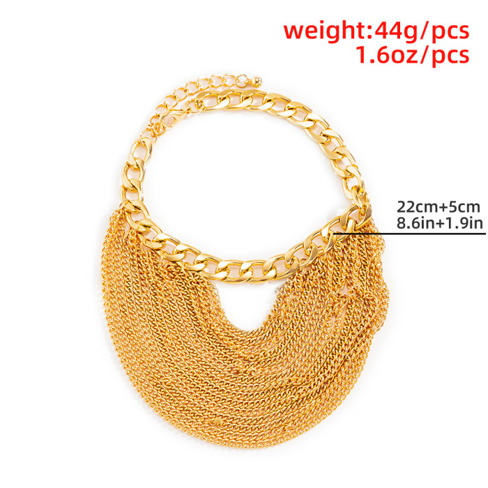 Style Multi-layer Tassel Hip-hop Anklet for Women Exaggerated Personality Geometric Metal Chain Shoe Chain Xuerou Acc...