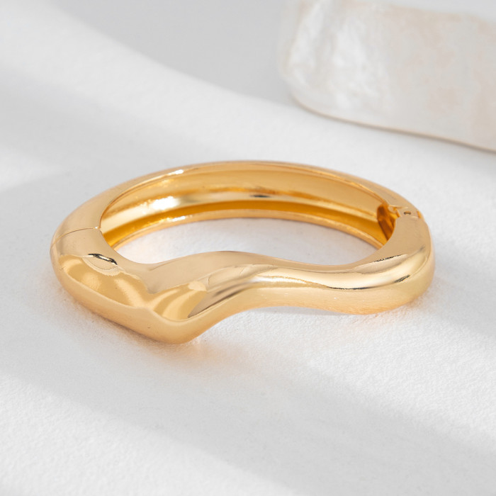 European and American Cross-Border Jewelry Exaggerated Irregular Curve Smooth Bracelet Personality Versatile Alloy Bracelet Set