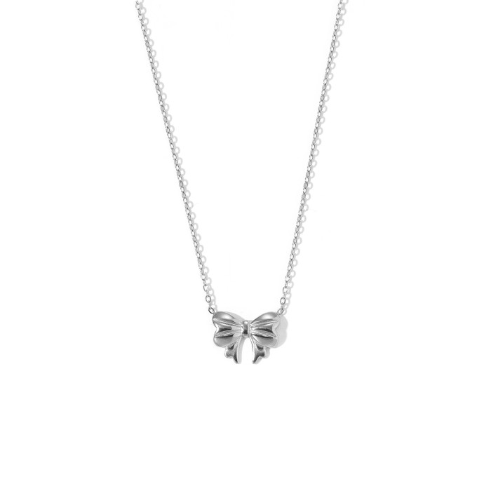 2024 New Style INS Pure Desire Summer Sweet Bow Necklace for Women Light Luxury Niche Design Clavicle