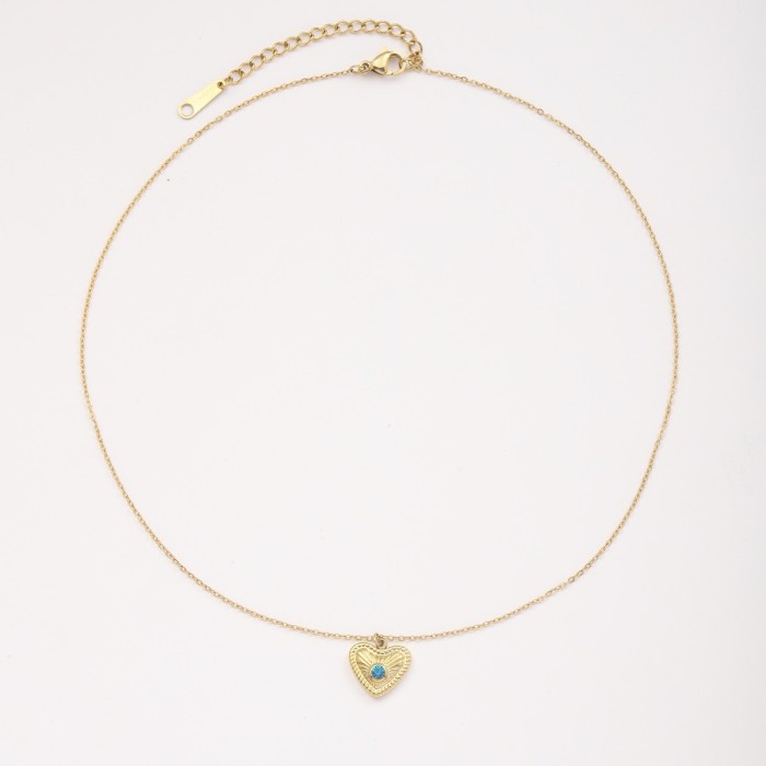 Cross-Border Hot Selling Light Luxury Simple Versatile Heart-Shaped Titanium Steel Plain Chain Oil-Drip Colorful Natural Stone Shell Niche Necklace