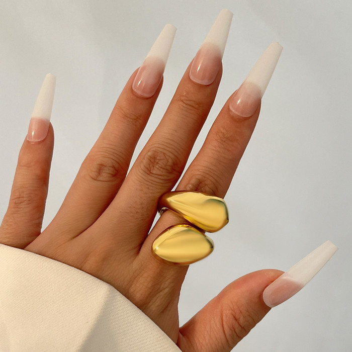 Jewelry Hip-Hop Style Oversized Irregular Smooth Twisted Ring Water Drop Alloy Wrinkled Ring