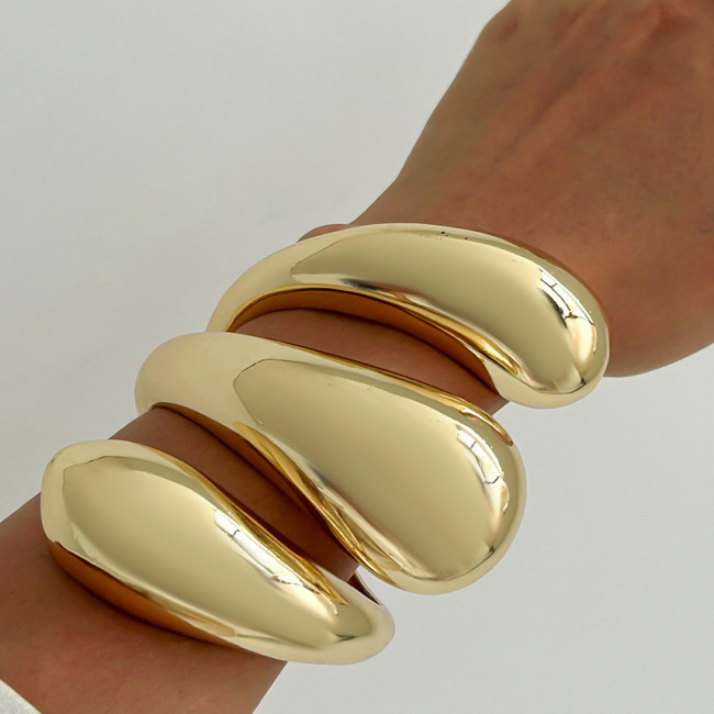 European and American Cross-Border Jewelry INS Style Spiral Water Drop Open Bracelet Exaggerated Alloy Bracelet Set