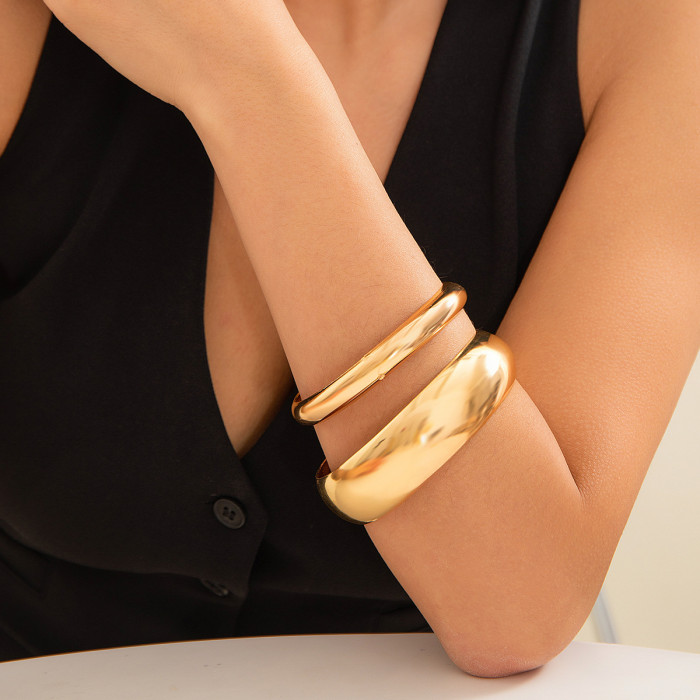 European and American Cross-Border Jewelry Arc Fashion Bracelet Closed Plain Circle Bracelet Chain Wide Multi-Layer Simple Bracelet
