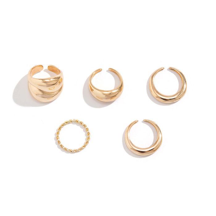 European and American Cross-Border Jewelry Design Sense Simple Hugging Smooth Curved Ring Stackable Style Niche Geometric Rings