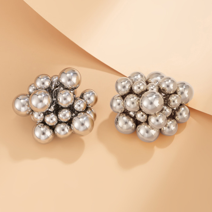 Metal Style Geometric Beaded Earrings for Women, Exaggerated Hot-Selling Beaded Earrings, Versatile