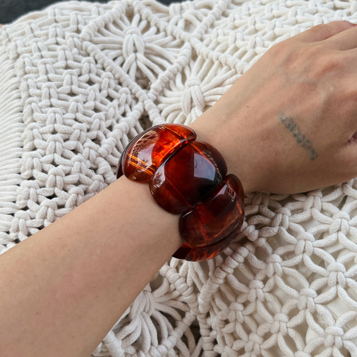 European and American Cross-Border Jewelry Melad Style Gradient Acrylic Oval Bracelet Exaggerated Irregular Resin Splicing Bangle
