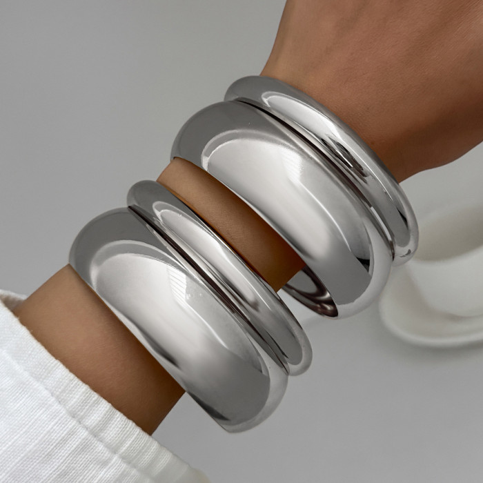 Jewelry Fashion Curved Smooth Braided Bracelet Simple Geometric Metallic Bracelet Set