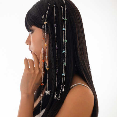 European and American Cross-Border Jewelry Fresh Turquoise Copper-Clad Iron Chain Hair Clip Sweet Style Conch Pearl Hair Accessories Set
