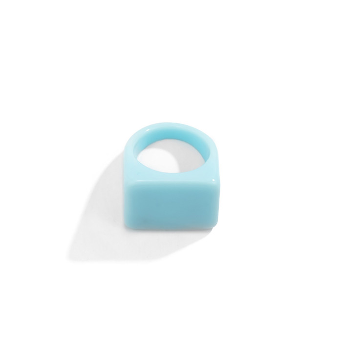 European and American Cross-Border Jewelry Creative Geometric Colorful Square Wide Edge Ring Simple Fashion Colorful Resin Plain Circle Ring