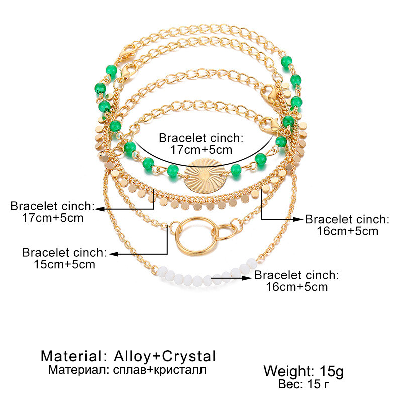 European and American Cross-Border Alloy 4-Piece Set Hip-Hop Cuban Bracelet Punk Metal Twisted Rope Chain Bracelet Jewelry Gift