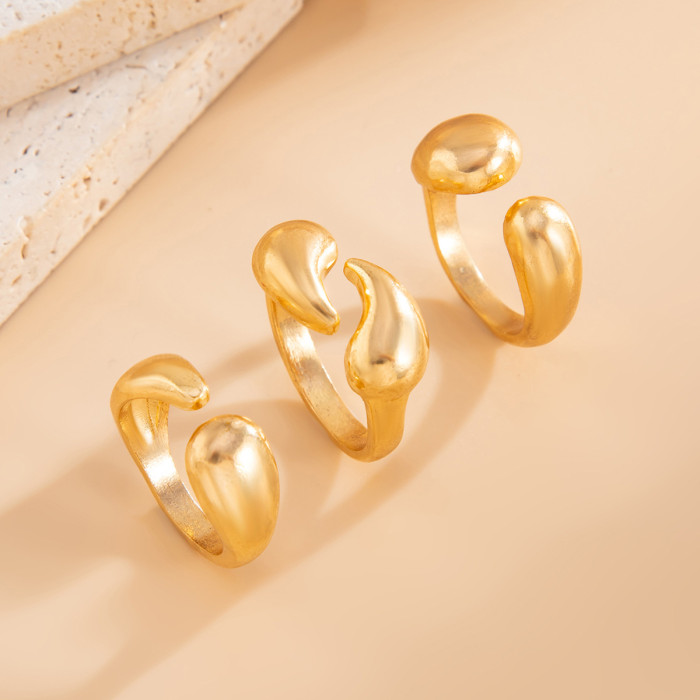 European and American Cross-Border Jewelry Fashionable Oval Arc Bracelet Set Creative Water Drop Hug Open Ring for Women