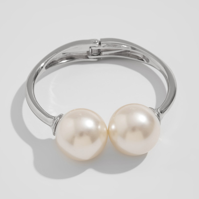 Jewelry INS Irregular Pleated Alloy Bracelet Water Drop Cross Pearl Bracelet Set