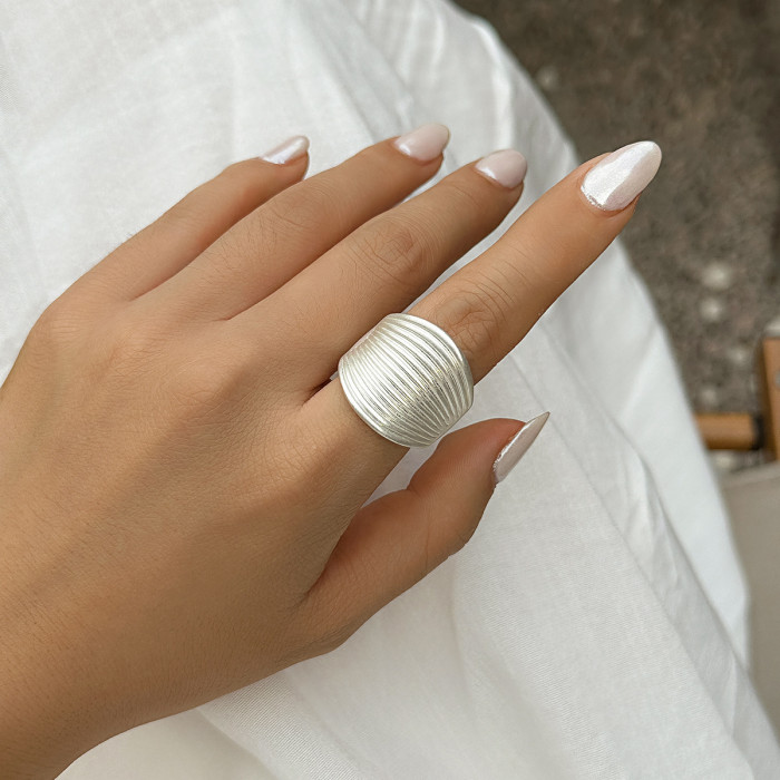 Europe and America Cross Border Exaggerated French Wafer Pleated Metal Ring Simple and Irregular Bracelet Niche Flower Ornament