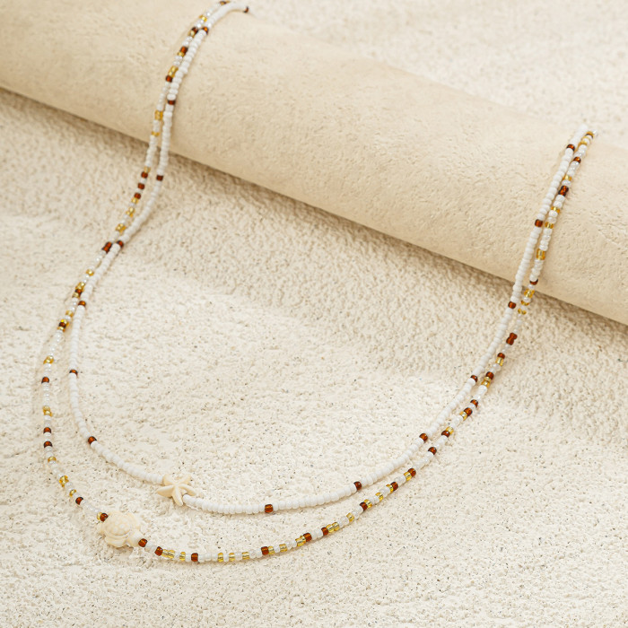 European and American Cross-Border Jewelry Ocean Style Body Chain Rice Bead Double Layer Waist Chain Starfish Animal Beaded Body Chain