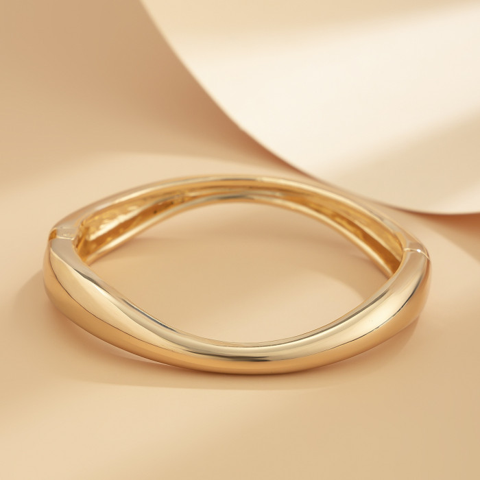 European and American Cross-Border Jewelry Fashion Irregular Alloy Spring Bracelet Simple Water Drop Smooth Bracelet Set