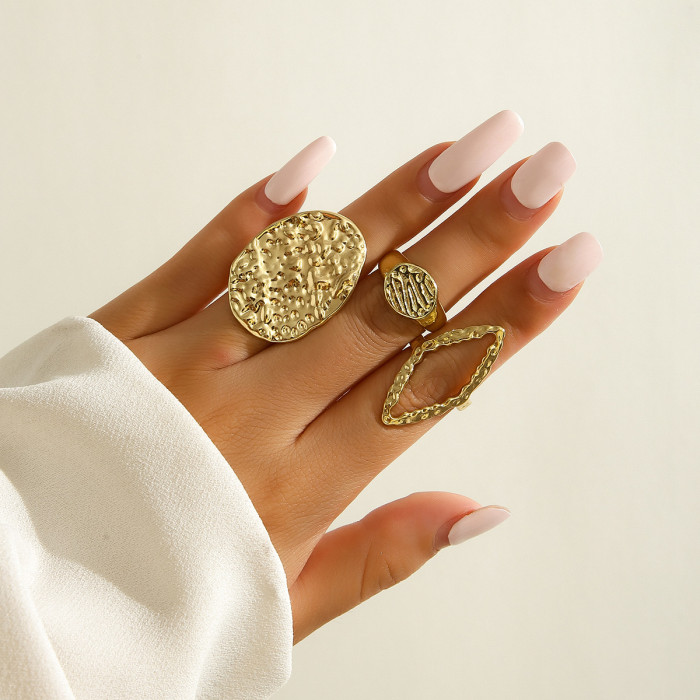 European and American Cross-Border Jewelry Niche Trendy Design Geometric Curved Ring Knuckle Ring Exaggerated Open Set Ring