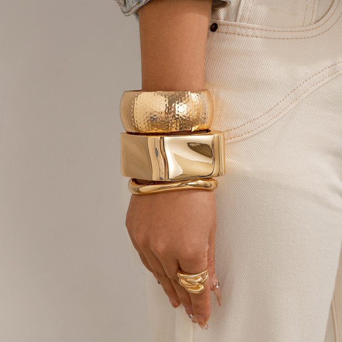 Jewelry Exaggerated Wind Rhombus Alloy Geometric Bracelet Personality Simple Concave Convex Ring
